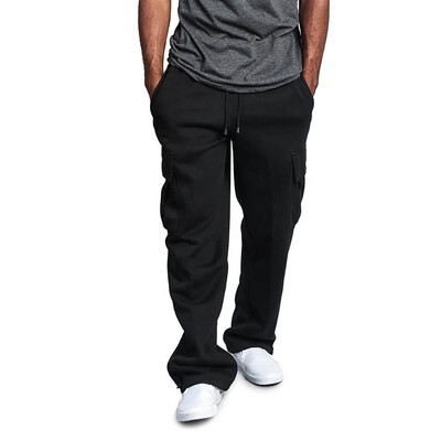 Pantaloni de trening pentru bărbați Pantaloni de jogging cu croiala dreaptă pentru sport și îmbrăcăminte de stradă Pantaloni lungi cu șnur supradimensionați largi Pantaloni cu buzunare multiple pentru bărbați