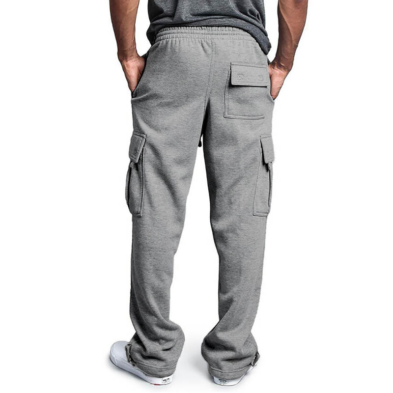 Pantaloni de trening pentru bărbați Pantaloni de jogging cu croiala dreaptă pentru sport și îmbrăcăminte de stradă Pantaloni lungi cu șnur supradimensionați largi Pantaloni cu buzunare multiple pentru bărbați