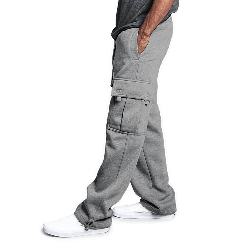 Pantaloni de trening pentru bărbați Pantaloni de jogging cu croiala dreaptă pentru sport și îmbrăcăminte de stradă Pantaloni lungi cu șnur supradimensionați largi Pantaloni cu buzunare multiple pentru bărbați