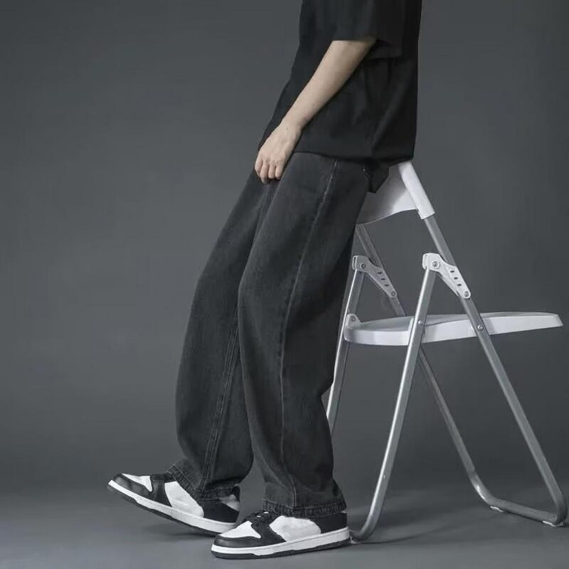 Salopete din denim pentru bărbați, pantaloni largi, la modă, pantaloni largi pentru bărbați, pentru stilul streetwear, pantaloni largi pentru călătorii în aer liber