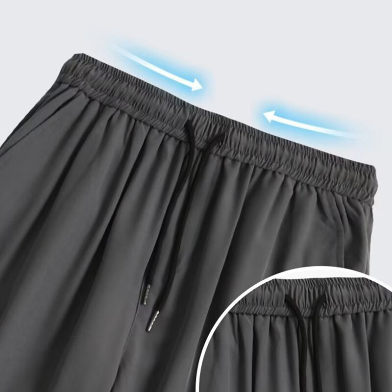 Ljetne tanke ravne široke, ležerne muške hlače s elastičnim strukom, ledena svila, prozračna prevlaka, široke nogavice, duge široke hlače, trenirka