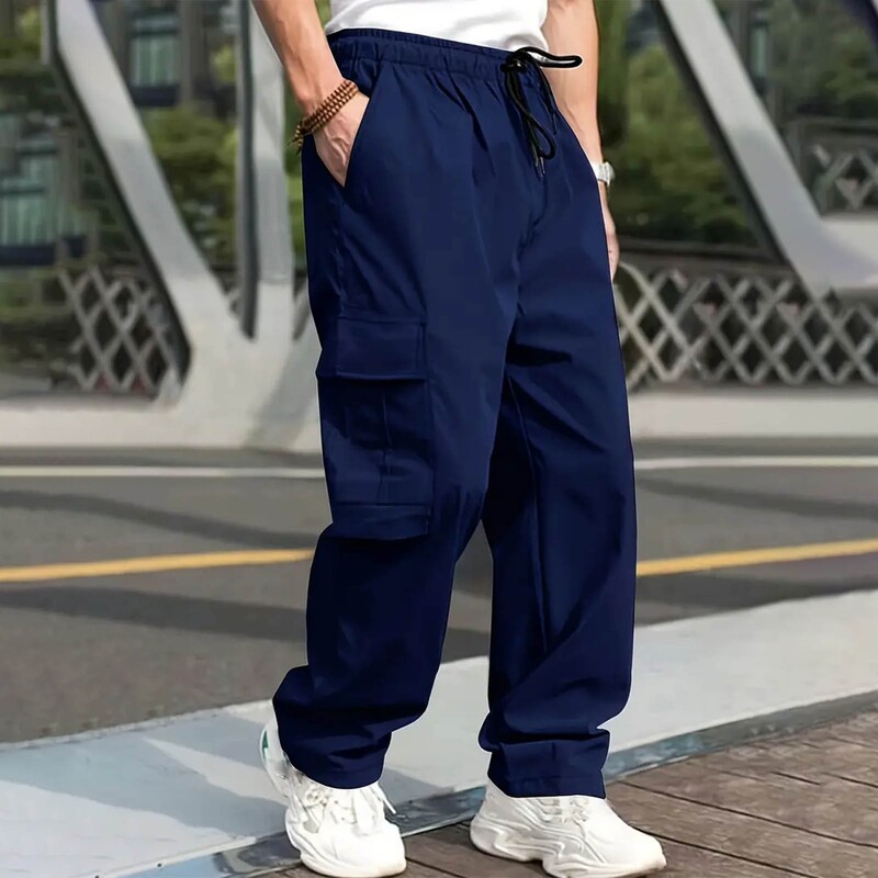 Harajuku Oversized Cargo Parachute Pants Autumn Men Streetwear Vintage Y2k Hip Hop Wide Leg Joggers φαρδύ casual φούτερ