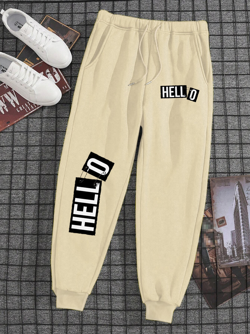 Sveiki Jautra vēstule Vīriešu sieviešu skriešanas bikses pieguļošas āra bikses siltas ikdienas somas, skriešanas sporta bikses, kabatas garš treniņtērps pāris