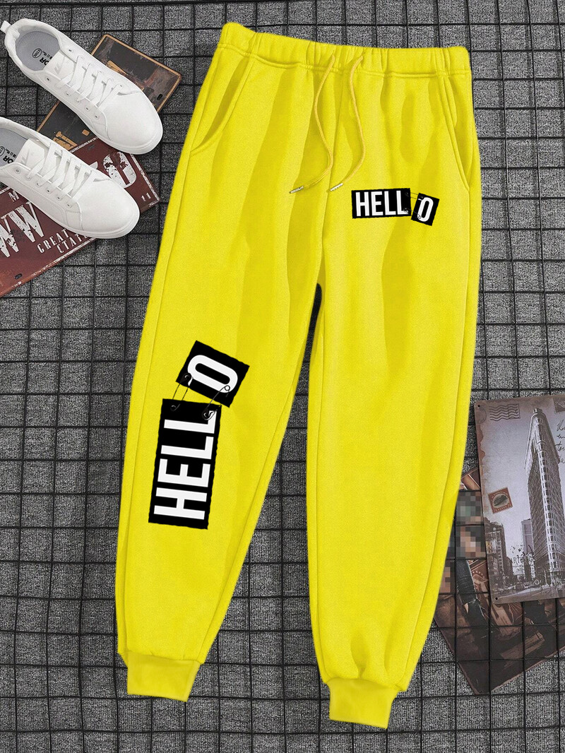 Sveiki Jautra vēstule Vīriešu sieviešu skriešanas bikses pieguļošas āra bikses siltas ikdienas somas, skriešanas sporta bikses, kabatas garš treniņtērps pāris