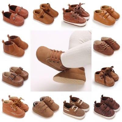 Новородени бебета, момчета и момичета, кафяви ежедневни обувки Baby First Walking Shoes Мека подметка, противоплъзгащи се бебешки ежедневни обувки 0-18M