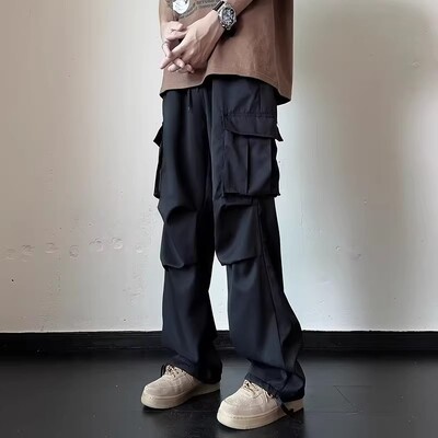 2024 Army Zeleni kombinezon do struka Hlače za dječake Vrećaste hlače ravnih nogavica s više džepova Muška ležerna ulična odjeća Hlače trenirka