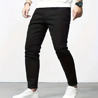 Jeans skinny stretch pentru bărbați noi, pantaloni slim fit din denim, alb, negru, albastru, îmbrăcăminte de marcă masculină, mărimea 27-36