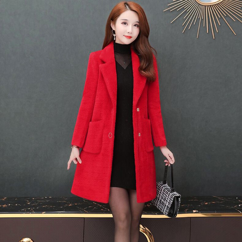 Vuneni kaputi Ženske jesensko-zimske vunene kapute 2022. Ženske duge nove korejske mode Velike veličine, tanke i debele tople parke od flisa