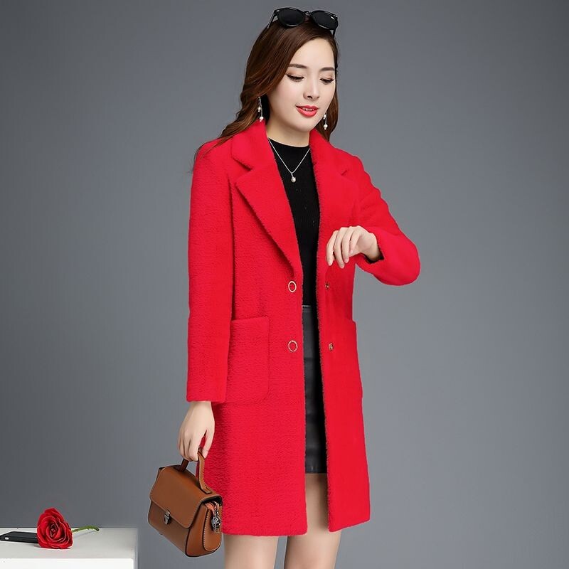 Vuneni kaputi Ženske jesensko-zimske vunene kapute 2022. Ženske duge nove korejske mode Velike veličine, tanke i debele tople parke od flisa