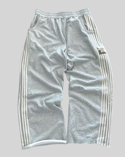 Pantaloni de sport Streetwear Îmbrăcăminte pentru bărbați și femei Harajuku Dungi retro Pantaloni largi cu grafic brodat Pantaloni drepti gotici gri