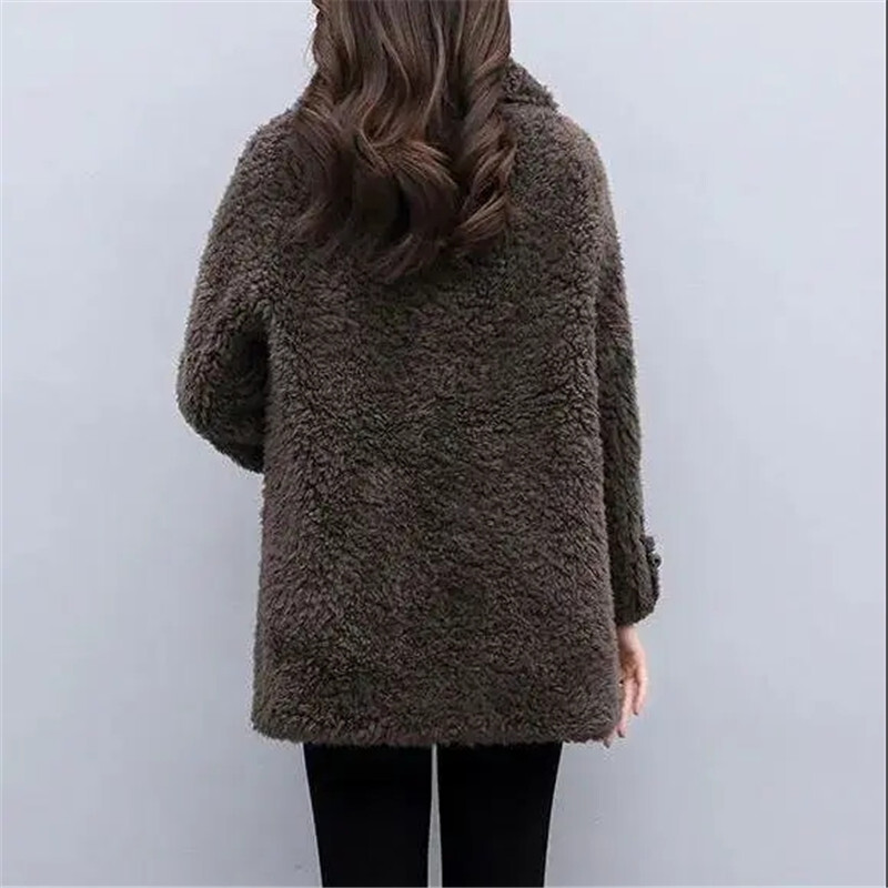 Jachetă de iarnă coreeană din lână de miel 2023, îmbrăcăminte pentru femei, la modă, subțire, scurtă, de lână, 4XL, solidă, casual, parka pentru femei, îmbrăcăminte de îmbrăcăminte, topuri