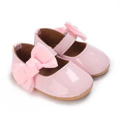 Novorođenčad, princeza, protuklizne cipele s mašnom, dječje cipele od meke PU kože za hodanje u ružičastoj boji, prva cipela za hodanje