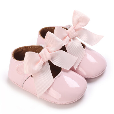Novorođenčad, princeza, protuklizne cipele s mašnom, dječje cipele od meke PU kože za hodanje u ružičastoj boji, prva cipela za hodanje