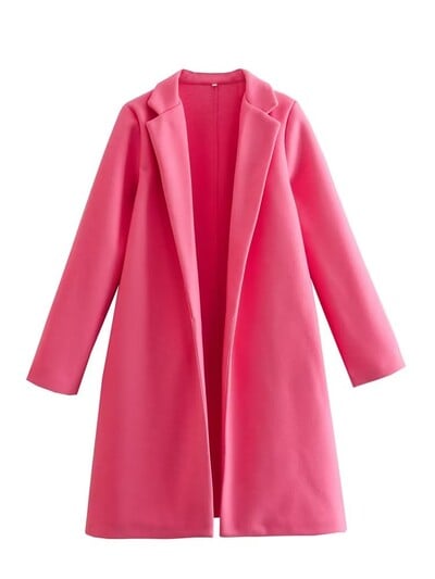 TRAF Ženski kaput dugih rukava Široka jakna Vintage dugačak baloner Ženska gornja odjeća Topla Y2K oversize stil za stari novac 2024.