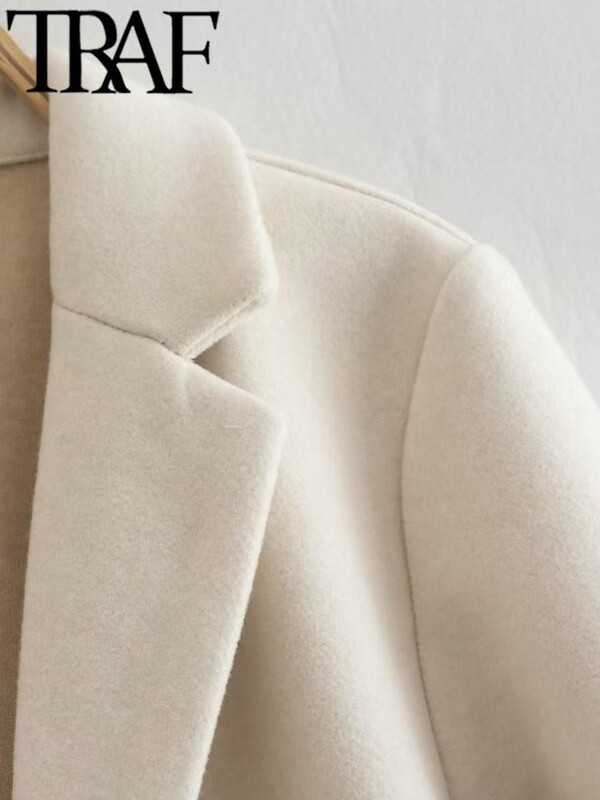 TRAF Ženski kaput dugih rukava Široka jakna Vintage dugačak baloner Ženska gornja odjeća Topla Y2K oversize stil za stari novac 2024.