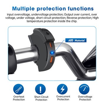 Зарядно устройство за мотоциклет USB TYPE-C PD QC3.0 Handlebar Fast Charging 12/24V Водоустойчива скоба за монтаж на кормилото Камера Телефон Зарядно устройство