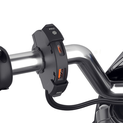 USB зарядно устройство за мотоциклет QC3.0 Бързо зареждане на кормилото 12/24V Водоустойчива скоба за монтаж на кормилото Камера Зарядно устройство за телефон