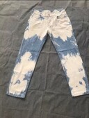 EH·MD® ravne traperice muške široke modro nebo bijeli oblaci ukrasi Trendovske široke nogavice elastične velike veličine izbijeljene velike džepove