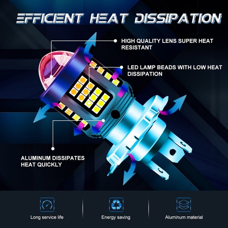 1 db 20000Lm H4 LED Moto H6 BA20D P15D LED motoros fényszóró izzók 3570 CSP lencse Fehér Sárga Hi Lo lámpa robogó tartozékok