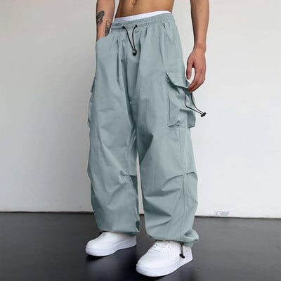 Панталони Baggy Hombre Y2k Панталони Oversized Cargo Parachute Pants Мъжки хип-хоп Jaggers Baggy Vintage Casual Sweatpants Techwear