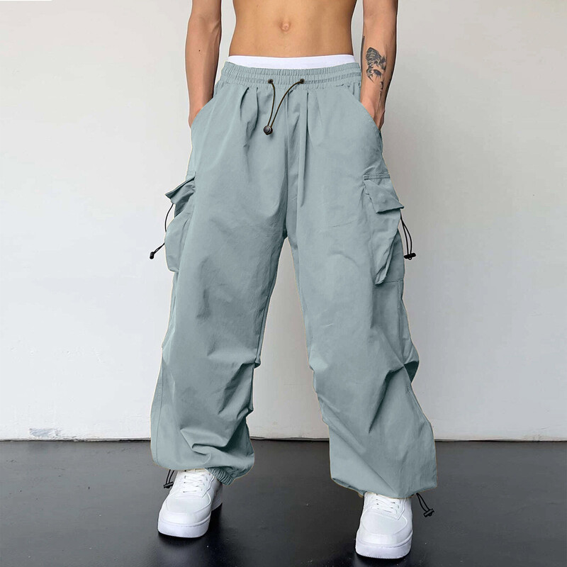 Pantaloni Baggy Hombre Pantaloni Y2k Pantaloni cargo supradimensionați cu parașuta bărbați Hip Hop Jaggers Baggy Vintage Casual Pantaloni de sport Techwear