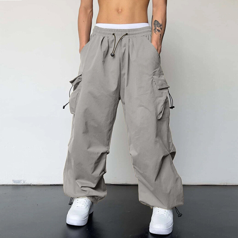 Pantaloni Baggy Hombre Pantaloni Y2k Pantaloni cargo supradimensionați cu parașuta bărbați Hip Hop Jaggers Baggy Vintage Casual Pantaloni de sport Techwear