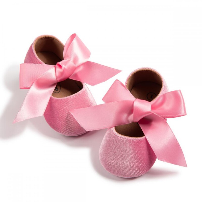 Cipele za prvu šetnju za djevojčice Cipele za malu princezu sa slatkim mašnama Cipele za malu djecu Meki potplat Neklizajuća obuća Cipele za krevetić 0-18 mjeseci