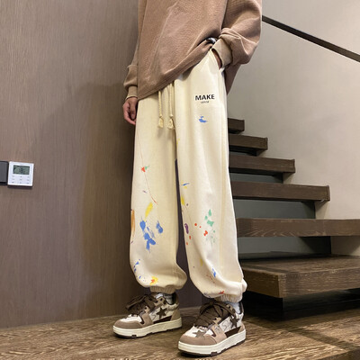 Pantaloni cargo Y2K pentru bărbați, stil american, cu graffiti, pantaloni de sport largi, pantaloni de jogger, pantaloni vintage cu picioare largi, pantaloni pentru bărbați