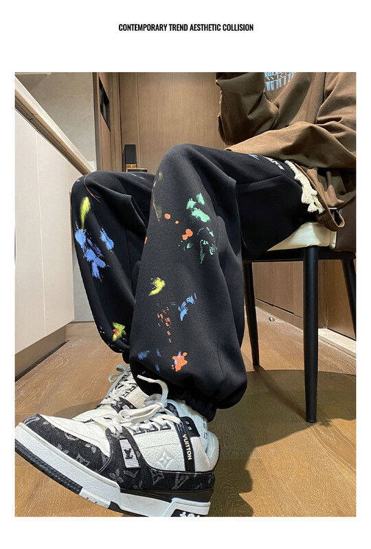 Pantaloni cargo Y2K pentru bărbați, stil american, cu graffiti, pantaloni de sport largi, pantaloni de jogger, pantaloni vintage cu picioare largi, pantaloni pentru bărbați