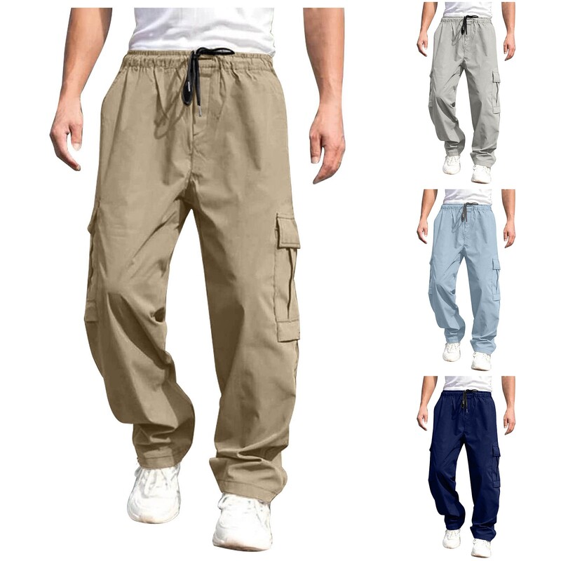 Harajuku Oversized Cargo ejtőernyős nadrágok Őszi Férfi Utcai ruházat Vintage Y2k Hip Hop széles lábú kocogók táskás alkalmi melegítőnadrágok