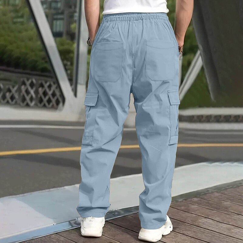 Harajuku Oversized Cargo ejtőernyős nadrágok Őszi Férfi Utcai ruházat Vintage Y2k Hip Hop széles lábú kocogók táskás alkalmi melegítőnadrágok