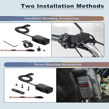 Extractme QC3.0 Мотоциклетно USB зарядно устройство 12V Водоустойчиво гнездо Handlebar Cell Адаптер за бързо зарядно устройство с волтметър Аксесоар за мотор