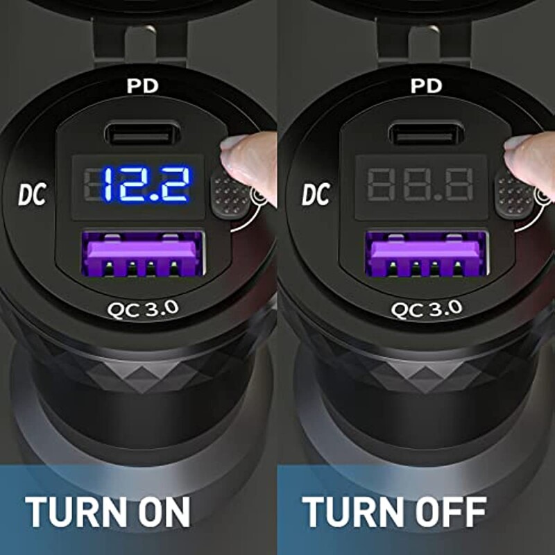 DIN Hella spraudnis pie USB C PD 3.0 QC 3.0 USB lādētāja strāvas adaptera voltmetrs ar ieslēgšanas-izslēgšanas slēdzi BMW Ducati Triumph motociklam