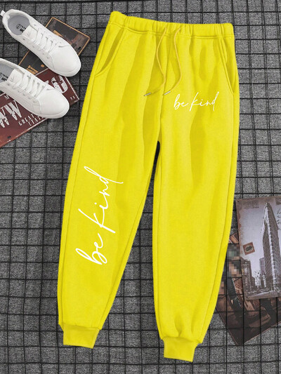 Be Kind Letter Bărbat Femeie Pantaloni Sport Pantaloni de sport largi în aer liber Calzi Casual Baggy Running Trening Cordon Pantaloni moi cuplu