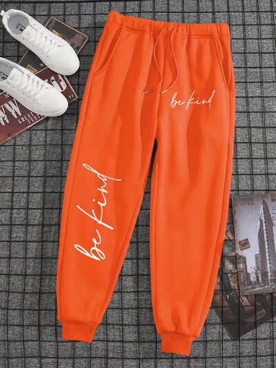 Be Kind Letter Bărbat Femeie Pantaloni Sport Pantaloni de sport largi în aer liber Calzi Casual Baggy Running Trening Cordon Pantaloni moi cuplu