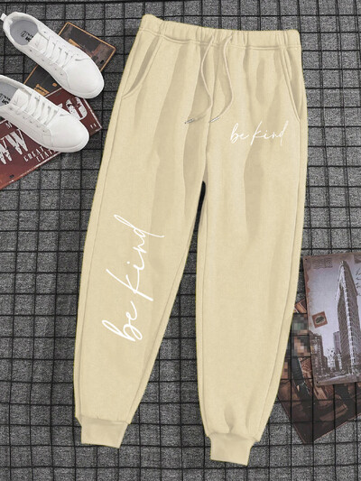 Be Kind Letter Bărbat Femeie Pantaloni Sport Pantaloni de sport largi în aer liber Calzi Casual Baggy Running Trening Cordon Pantaloni moi cuplu