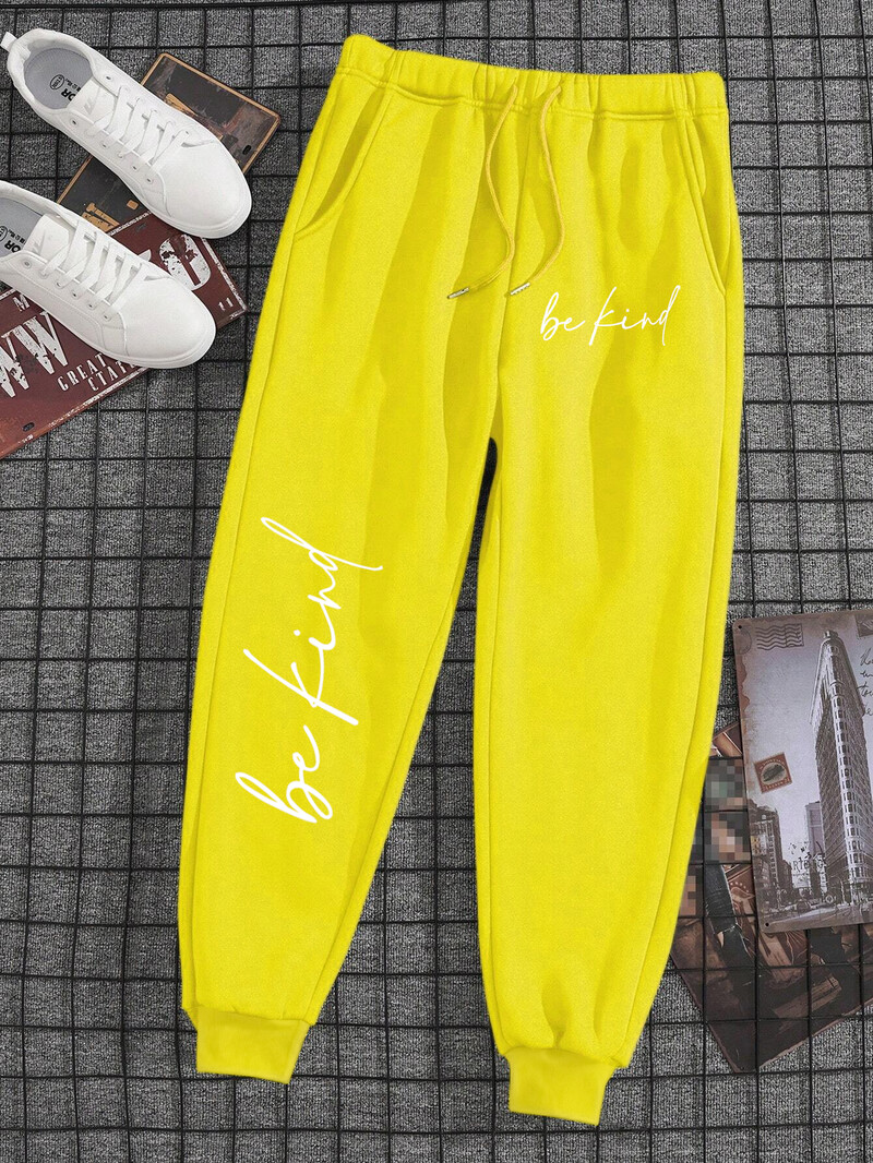 Pánske športové nohavice Be Kind Letter, voľné, vonkajšie, teplé, ležérne, vrecovité, bežecká tepláková súprava, sťahovacia šnúrka, mäkké nohavice pre páry
