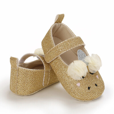 0-18M drăguț de primăvară nou-născut pantofi aurii pentru bebeluși pantofi anti-alunecare cu fundul de pânză pantofi pentru fete, eleganti, respirabili, casual, pantofi pentru prima mers pentru bebeluși