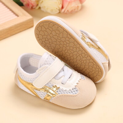 0-18M drăguț de primăvară nou-născut pantofi aurii pentru bebeluși pantofi anti-alunecare cu fundul de pânză pantofi pentru fete, eleganti, respirabili, casual, pantofi pentru prima mers pentru bebeluși
