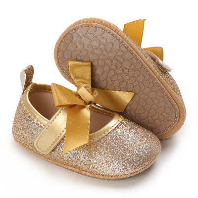 0-18M drăguț de primăvară nou-născut pantofi aurii pentru bebeluși pantofi anti-alunecare cu fundul de pânză pantofi pentru fete, eleganti, respirabili, casual, pantofi pentru prima mers pentru bebeluși