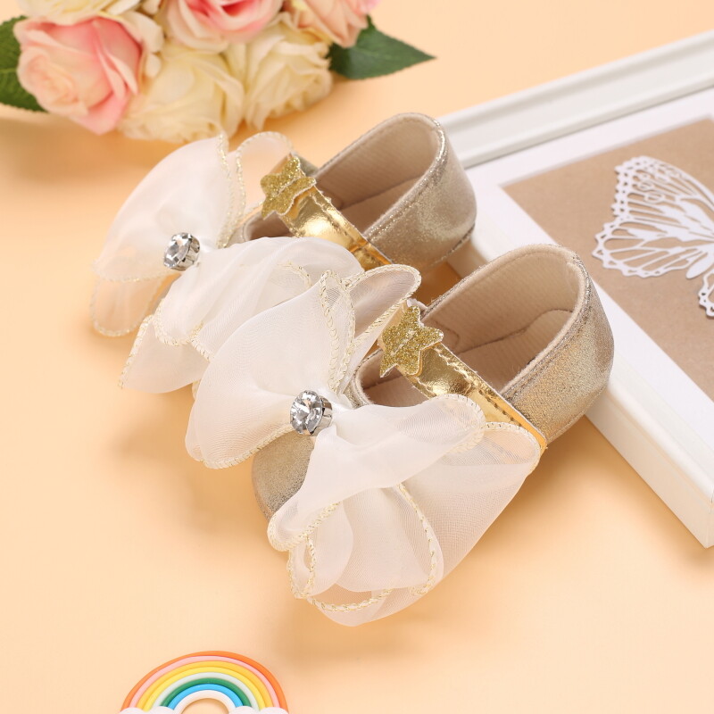 0-18M drăguț de primăvară nou-născut pantofi aurii pentru bebeluși pantofi anti-alunecare cu fundul de pânză pantofi pentru fete, eleganti, respirabili, casual, pantofi pentru prima mers pentru bebeluși