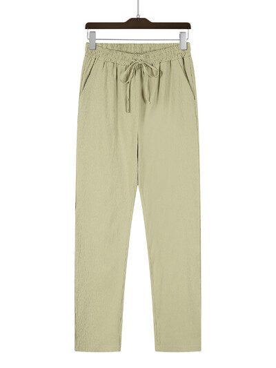 Ulična odjeća Muške hlače Ležerne jednobojne duge hlače Ravne hlače s prozračnom vrpcom Hlače Muške široke hlače