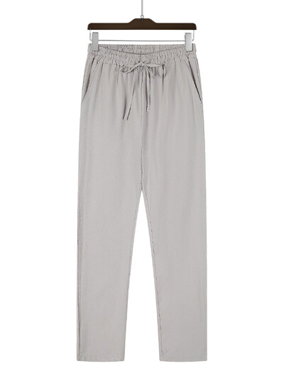 Ulična odjeća Muške hlače Ležerne jednobojne duge hlače Ravne hlače s prozračnom vrpcom Hlače Muške široke hlače