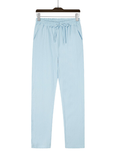 Ulična odjeća Muške hlače Ležerne jednobojne duge hlače Ravne hlače s prozračnom vrpcom Hlače Muške široke hlače