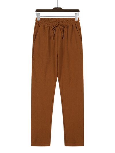 Ulična odjeća Muške hlače Ležerne jednobojne duge hlače Ravne hlače s prozračnom vrpcom Hlače Muške široke hlače