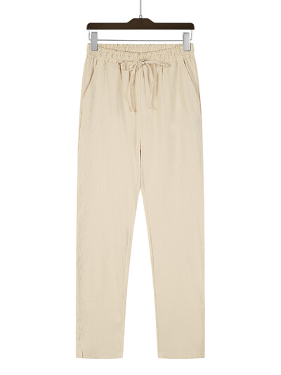 Ulična odjeća Muške hlače Ležerne jednobojne duge hlače Ravne hlače s prozračnom vrpcom Hlače Muške široke hlače