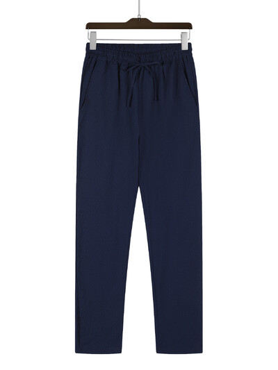 Ulična odjeća Muške hlače Ležerne jednobojne duge hlače Ravne hlače s prozračnom vrpcom Hlače Muške široke hlače