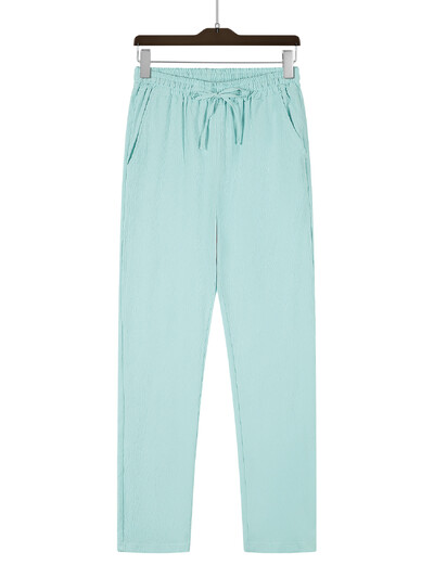 Ulična odjeća Muške hlače Ležerne jednobojne duge hlače Ravne hlače s prozračnom vrpcom Hlače Muške široke hlače