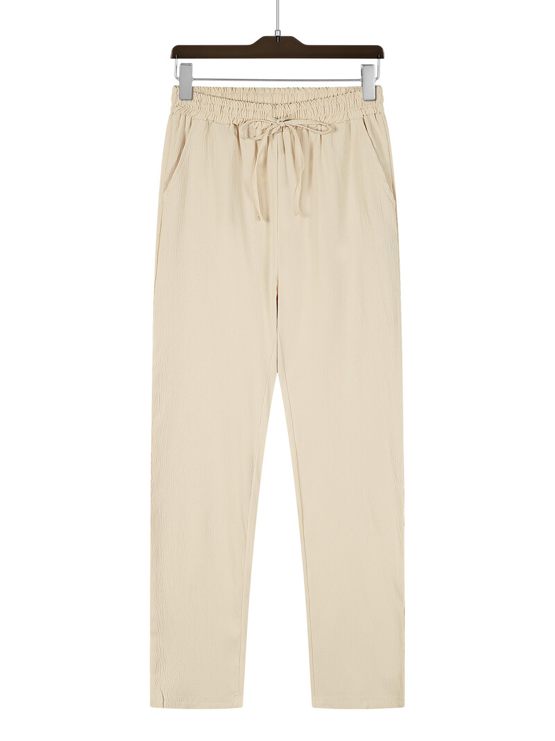 Ulična odjeća Muške hlače Ležerne jednobojne duge hlače Ravne hlače s prozračnom vrpcom Hlače Muške široke hlače