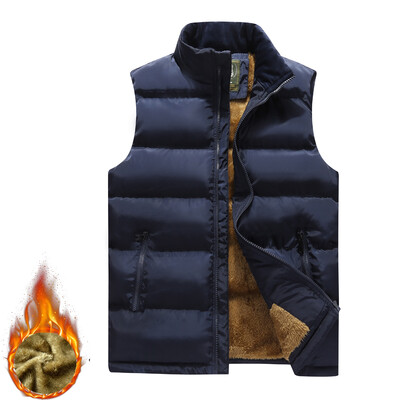 Зимно ежедневно удобно яке без ръкави 2024 Ново модно кожено яке Голям размер 8xl Мъжки топъл жилетка Поларена жилетка Мъжки